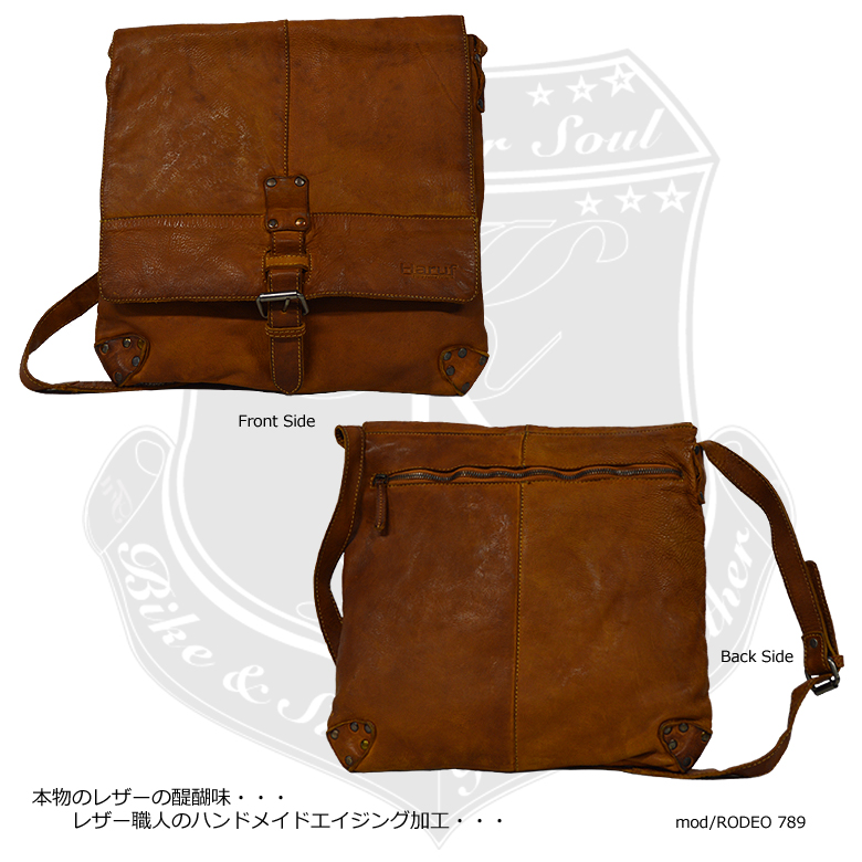 レザーショルダーバッグ ハンドメイド 本革 レザー 革 レザーバッグ Bag メンズバッグ レザーbag レザーバック メンズ レディース Rodeo 7 ハルフレザー