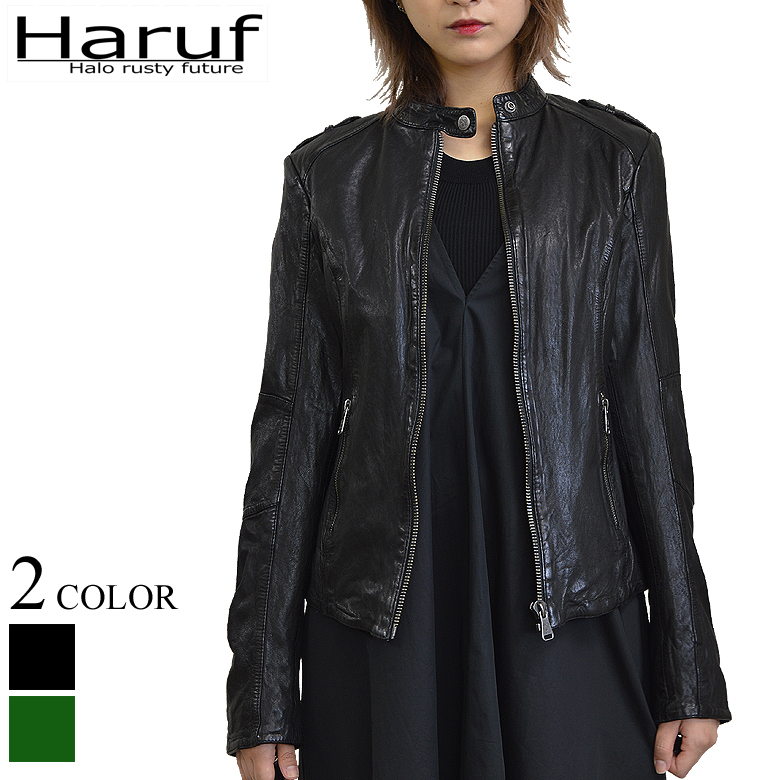 新品なのにビンテージな風合いがおしゃれな本革ジャケット レザージャケット レディース L3683BK ブラック 黒