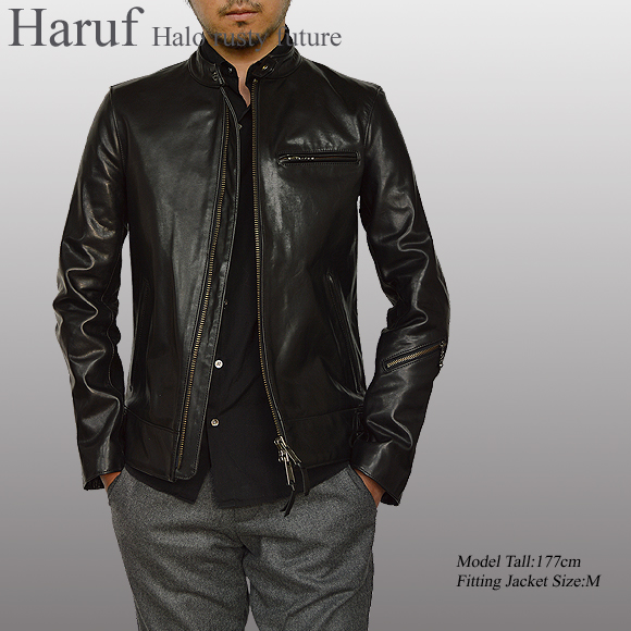 ブラック シングル レザージャケット Leather Jacket#