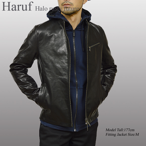 Haruf 本革 レザージャケット ライダースジャケット メンズ 革ジャン