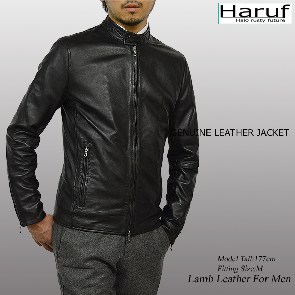 ブラック シングル レザージャケット Leather Jacket#