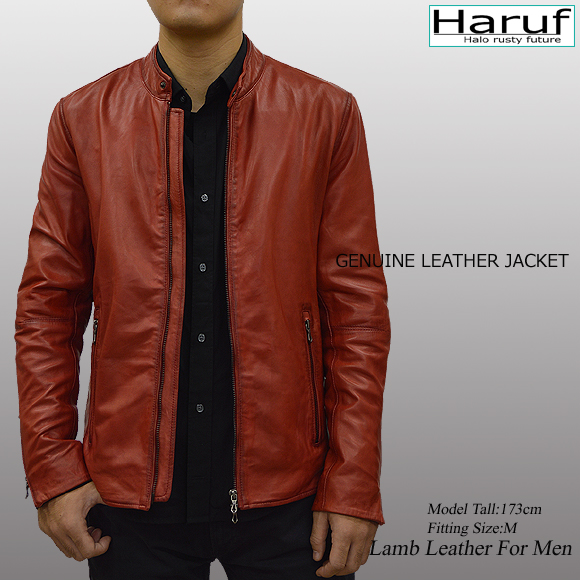 シングルライダースジャケット レザージャケット 革ジャン メンズ 本革 レッド 赤 Haruf Wl01red シングルライダースジャケット レザージャケット 革ジャン メンズ 本革 レッド 赤 Haruf Wl01red